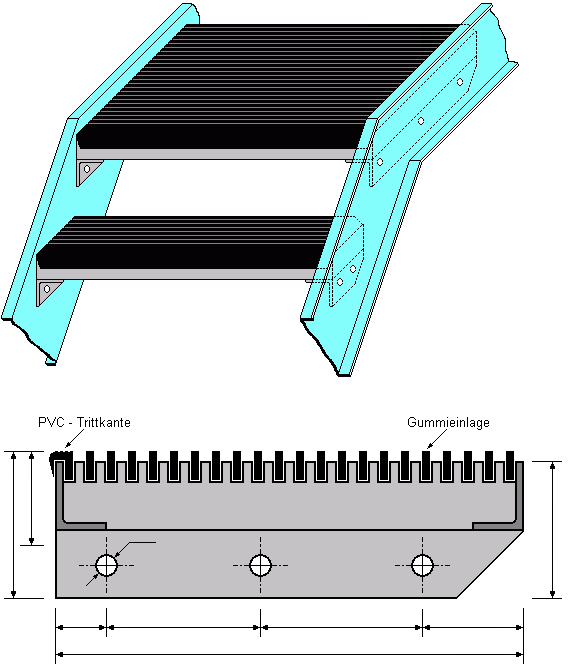 Gitterrost Treppenstufe seitliche Befestigung